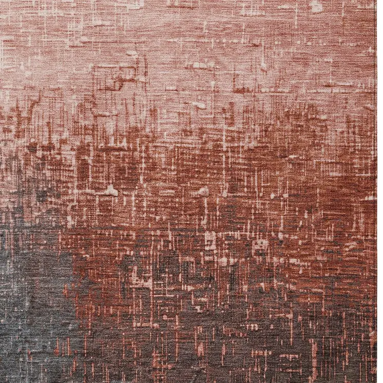 9' X 12' Blush And Dark Gray Ombre Washable Indoor Outdoor Area Rug