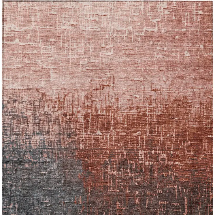10' X 14' Blush And Dark Gray Ombre Washable Indoor Outdoor Area Rug