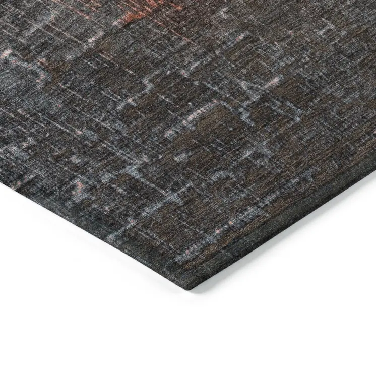 10' X 14' Blush And Dark Gray Ombre Washable Indoor Outdoor Area Rug
