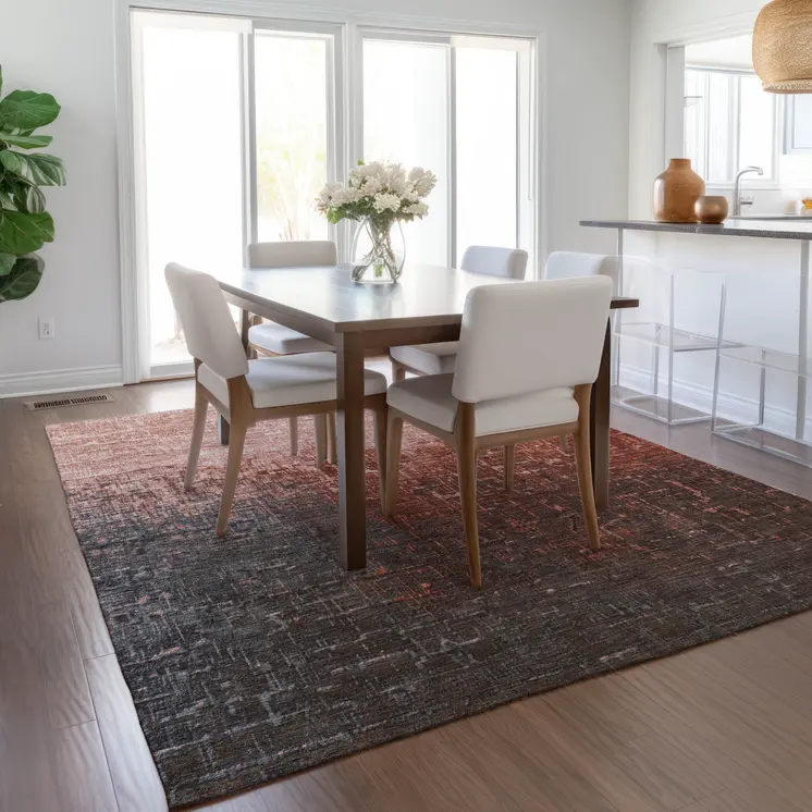 10' X 14' Blush And Dark Gray Ombre Washable Indoor Outdoor Area Rug