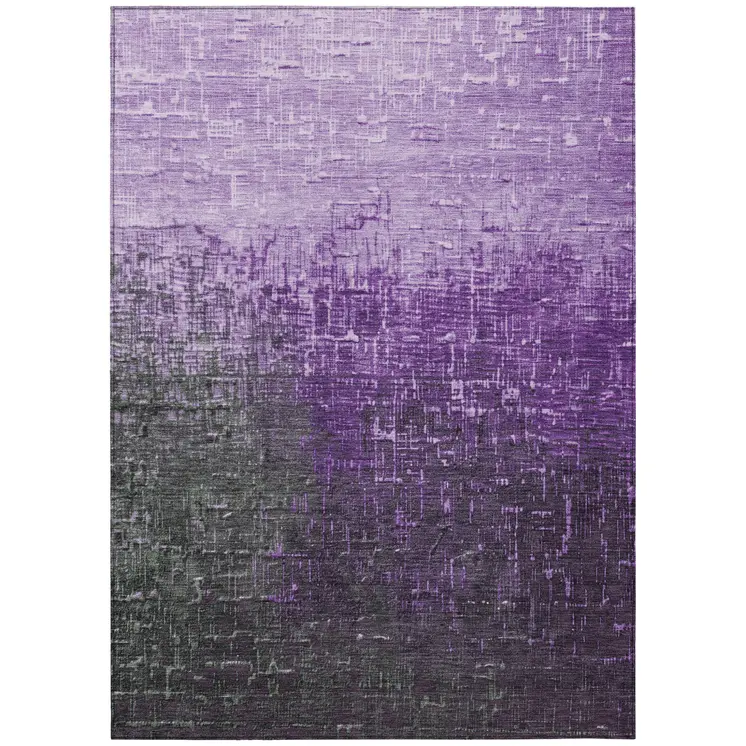 3' X 5' Purple And Dark Gray Ombre Washable Indoor Outdoor Area Rug