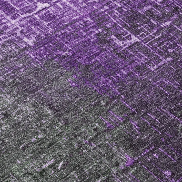 8' Purple And Dark Gray Round Ombre Washable Indoor Outdoor Area Rug