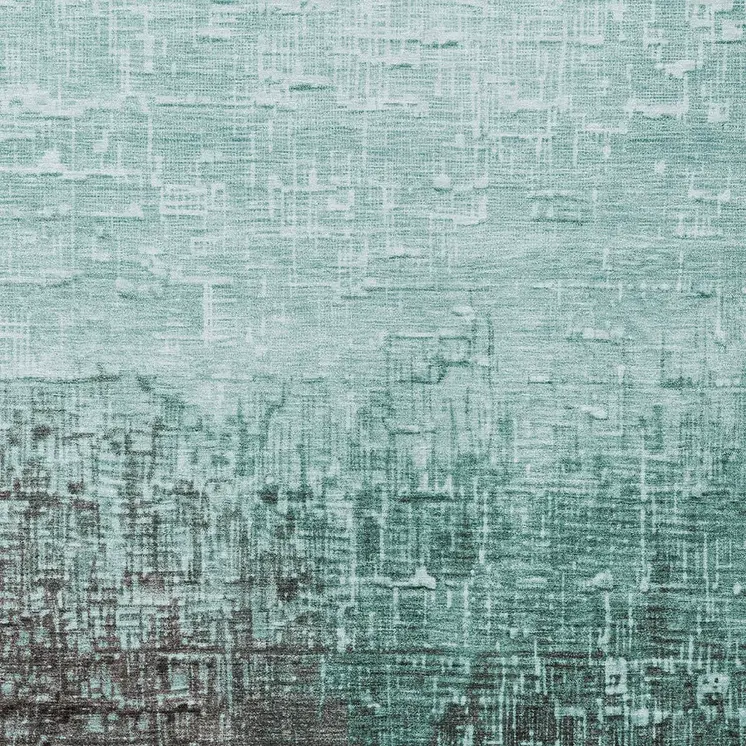 10' X 14' Teal Blue And Dark Gray Ombre Washable Indoor Outdoor Area Rug
