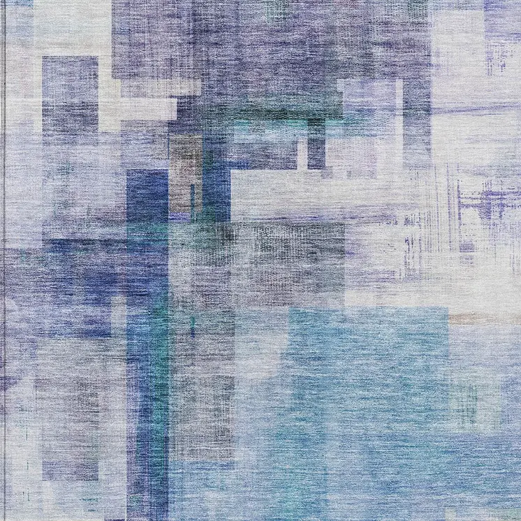 3' X 5' Blue Ivory And Gray Abstract Washable Indoor Outdoor Area Rug