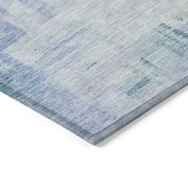 8' X 10' Blue Ivory And Gray Abstract Washable Indoor Outdoor Area Rug