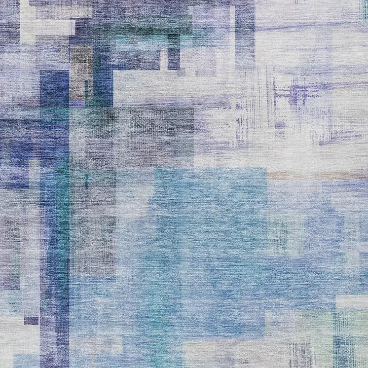 10' X 14' Blue Ivory And Gray Abstract Washable Indoor Outdoor Area Rug