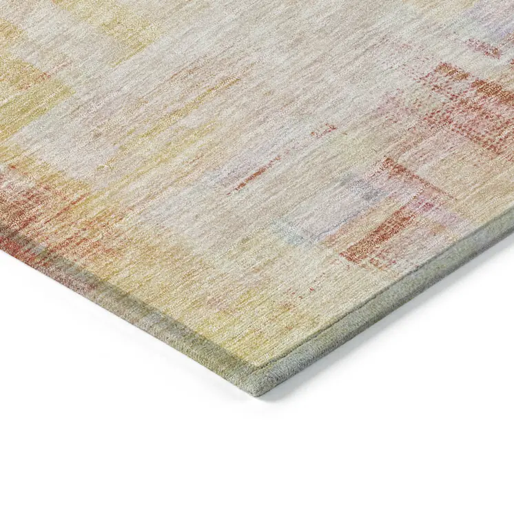 3' X 5' Coral Blue And Green Abstract Washable Indoor Outdoor Area Rug