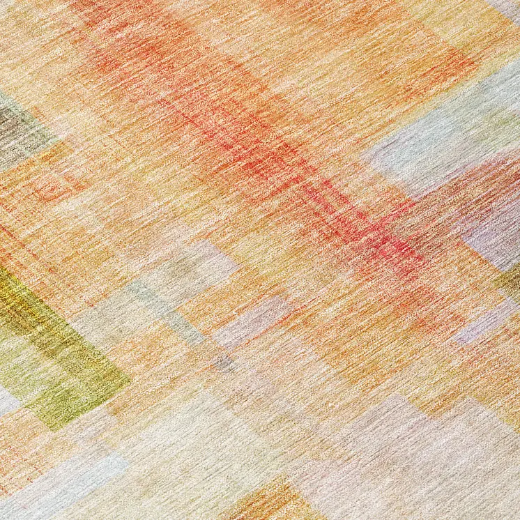 3' X 5' Coral Blue And Green Abstract Washable Indoor Outdoor Area Rug