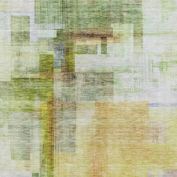 8' X 10' Green Yellow And Purple Abstract Washable Indoor Outdoor Area Rug