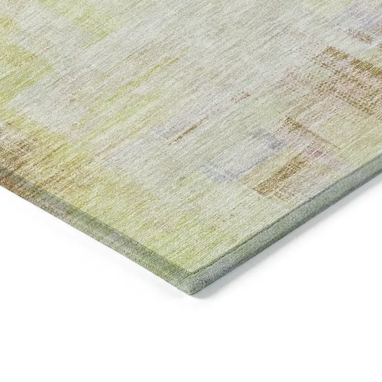9' X 12' Green Yellow And Purple Abstract Washable Indoor Outdoor Area Rug