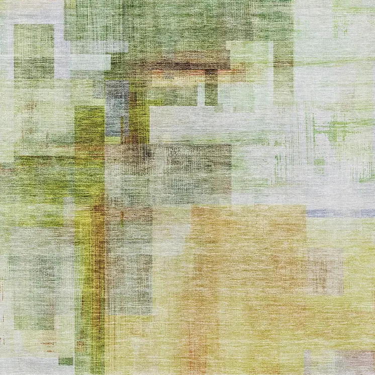 9' X 12' Green Yellow And Purple Abstract Washable Indoor Outdoor Area Rug