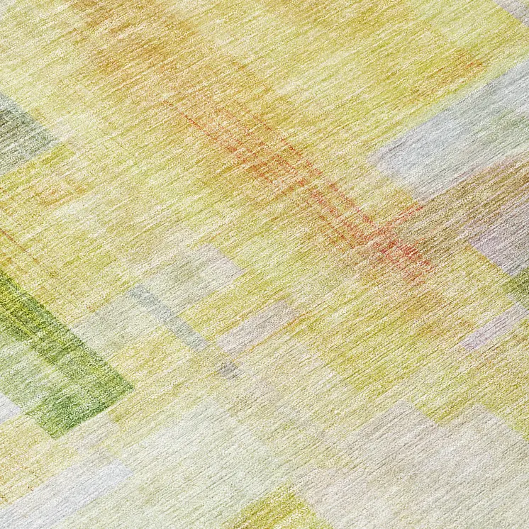 9' X 12' Green Yellow And Purple Abstract Washable Indoor Outdoor Area Rug