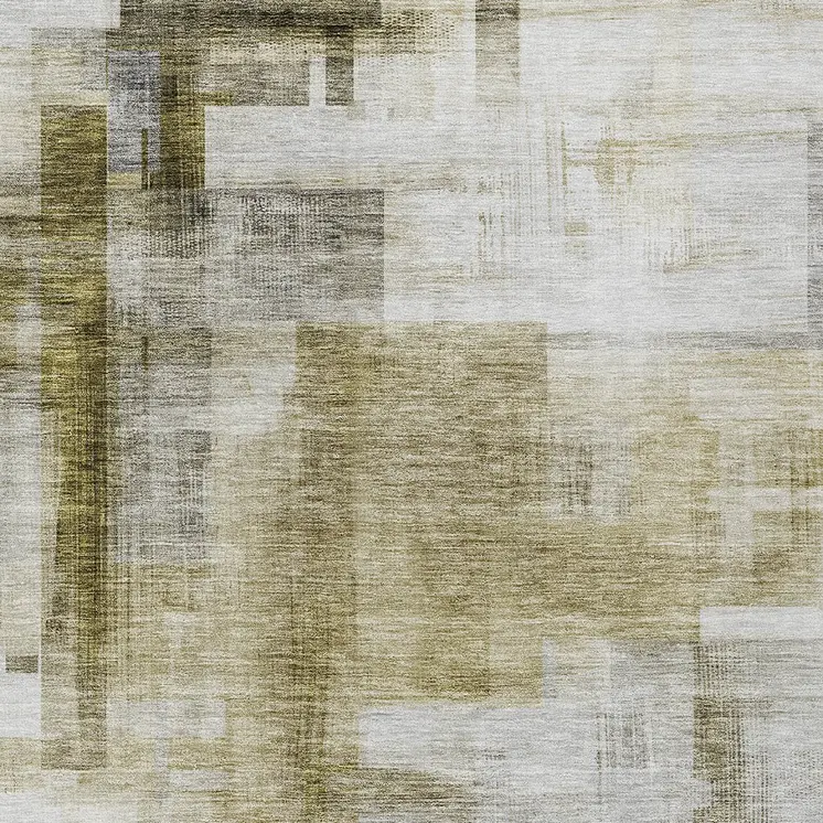 9' X 12' Taupe And Ivory Abstract Washable Indoor Outdoor Area Rug