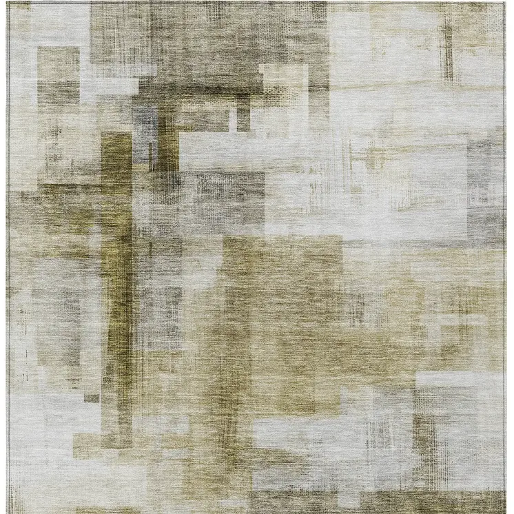 10' X 14' Taupe And Ivory Abstract Washable Indoor Outdoor Area Rug