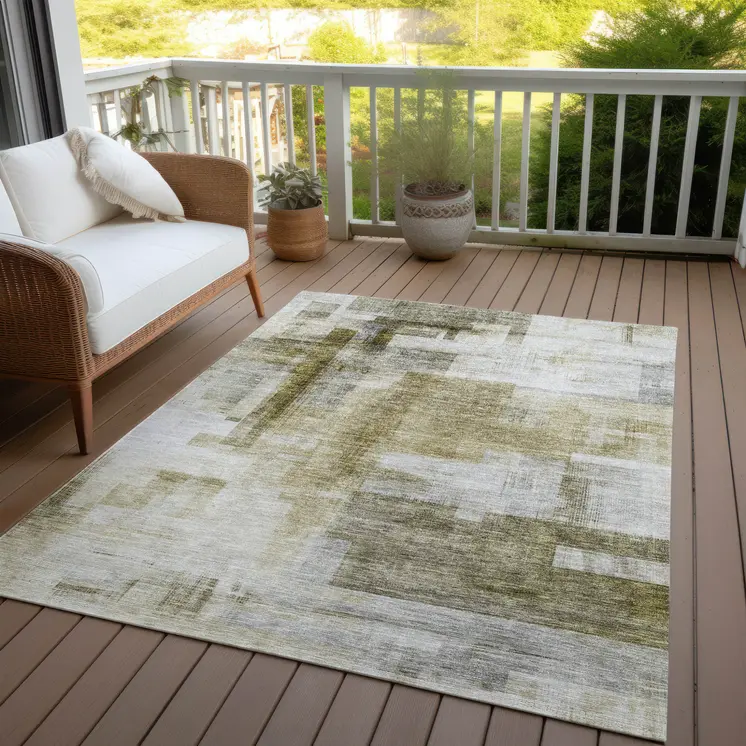 10' X 14' Taupe And Ivory Abstract Washable Indoor Outdoor Area Rug