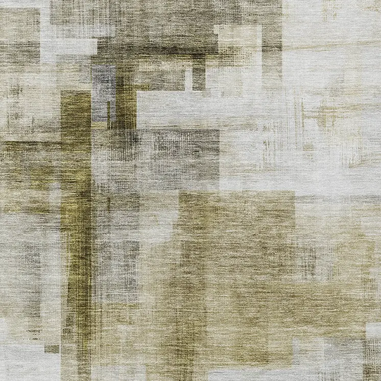 10' X 14' Taupe And Ivory Abstract Washable Indoor Outdoor Area Rug