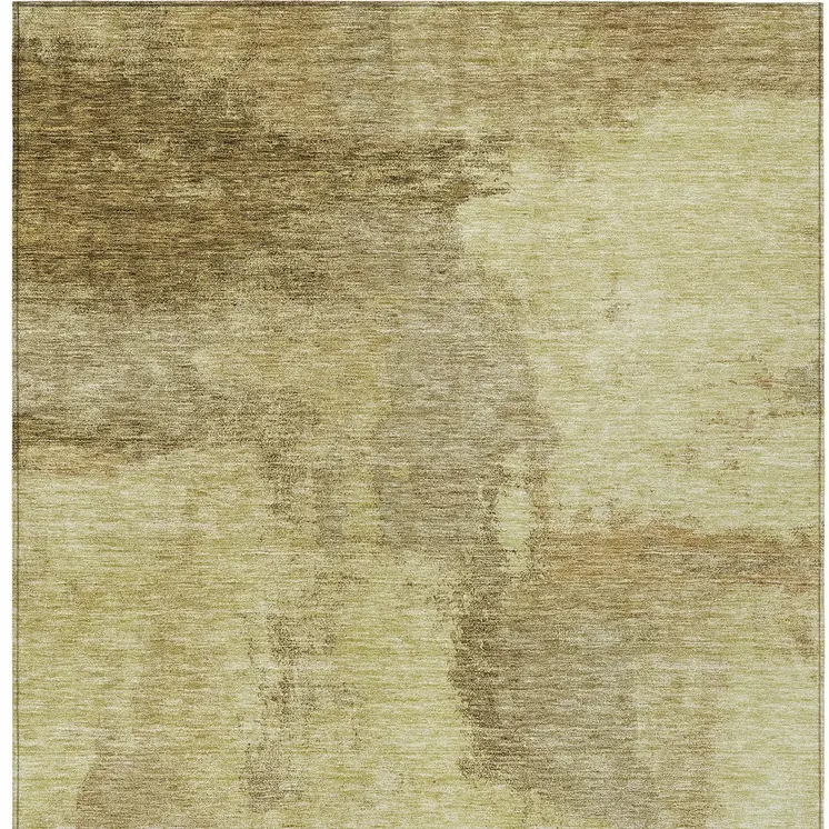 8' X 10' Brown And Light Yellow Abstract Washable Indoor Outdoor Area Rug