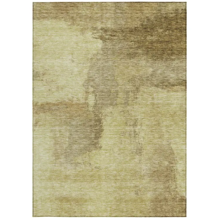 10' X 14' Brown And Light Yellow Abstract Washable Indoor Outdoor Area Rug