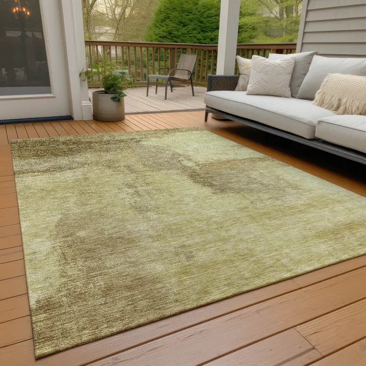 10' X 14' Brown And Light Yellow Abstract Washable Indoor Outdoor Area Rug