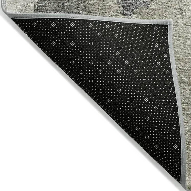 8' X 10' Gray Brown And Ivory Abstract Washable Indoor Outdoor Area Rug