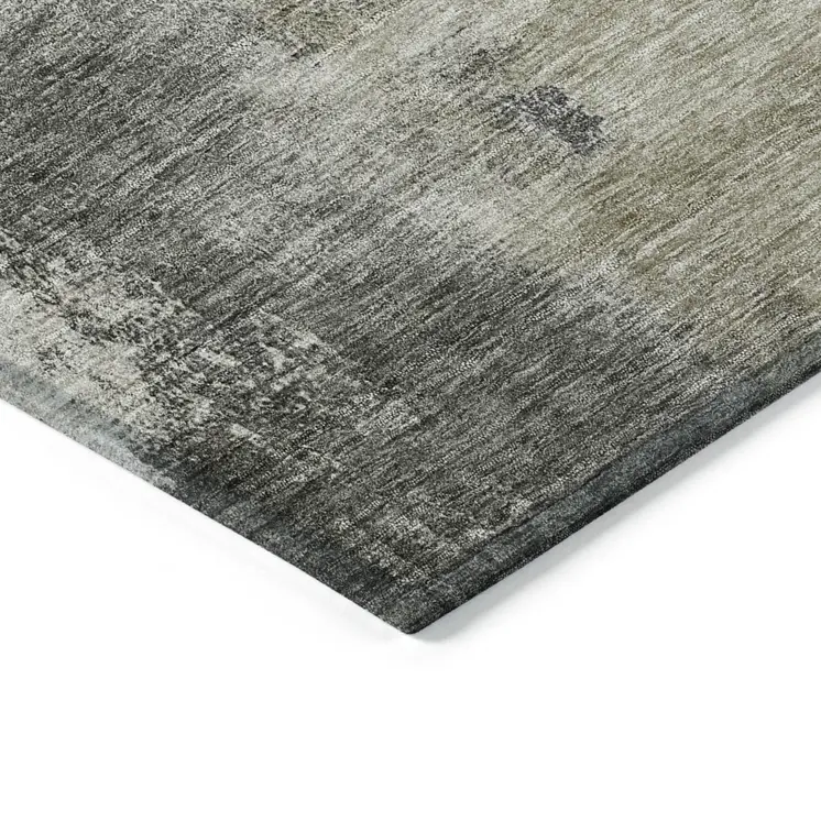 8' X 10' Gray Brown And Ivory Abstract Washable Indoor Outdoor Area Rug