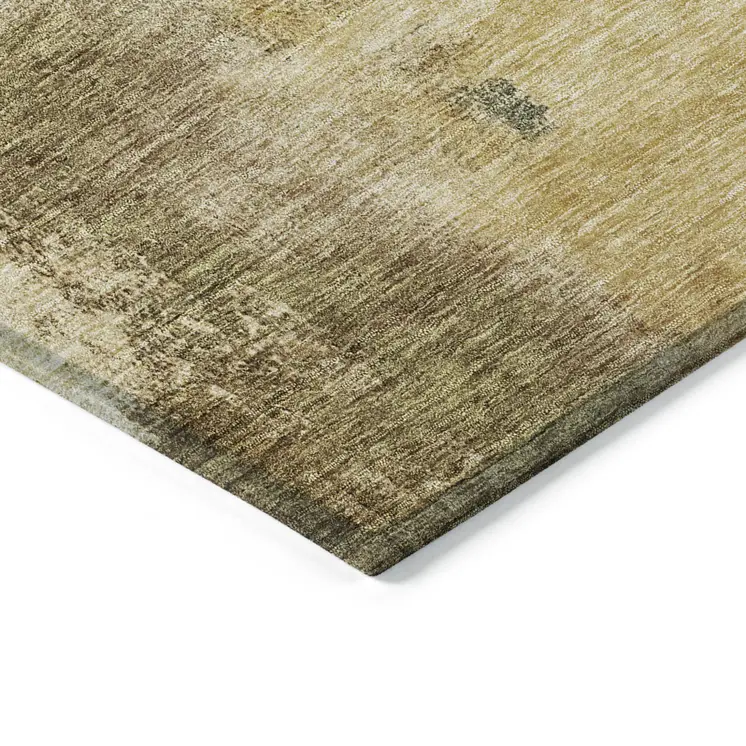 8' Sage Brown And Beige Round Abstract Washable Indoor Outdoor Area Rug