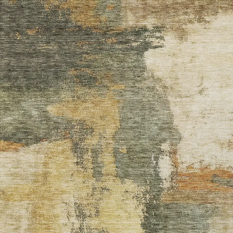 10' X 14' Sage Brown And Beige Abstract Washable Indoor Outdoor Area Rug