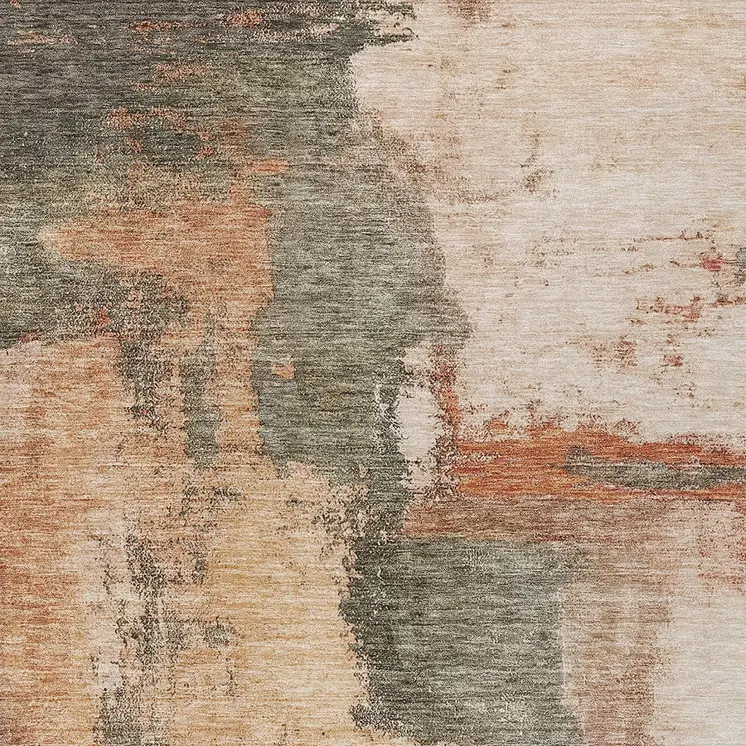 5' X 8' Terra Cotta Gray And Brown Abstract Washable Indoor Outdoor Area Rug