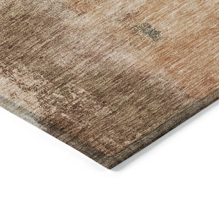 8' Terra Cotta Gray And Brown Round Abstract Washable Indoor Outdoor Area Rug