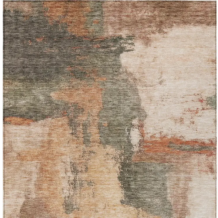 10' X 14' Terra Cotta Gray And Brown Abstract Washable Indoor Outdoor Area Rug