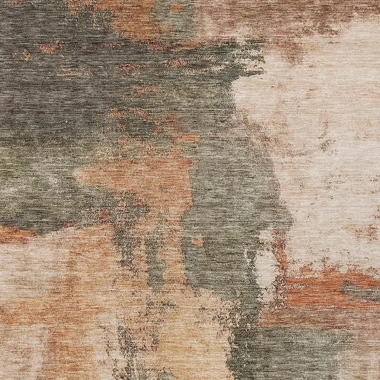 10' X 14' Terra Cotta Gray And Brown Abstract Washable Indoor Outdoor Area Rug