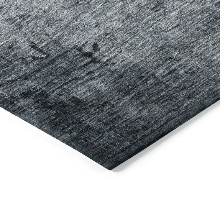 8' Blue Gray And Gold Round Abstract Washable Indoor Outdoor Area Rug