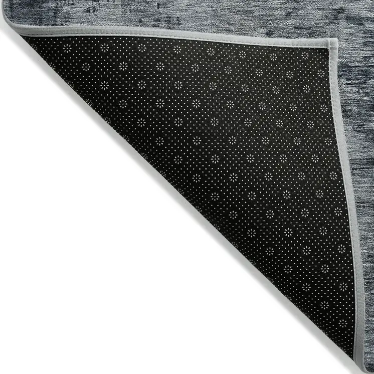 9' X 12' Blue Gray And Gold Abstract Washable Indoor Outdoor Area Rug