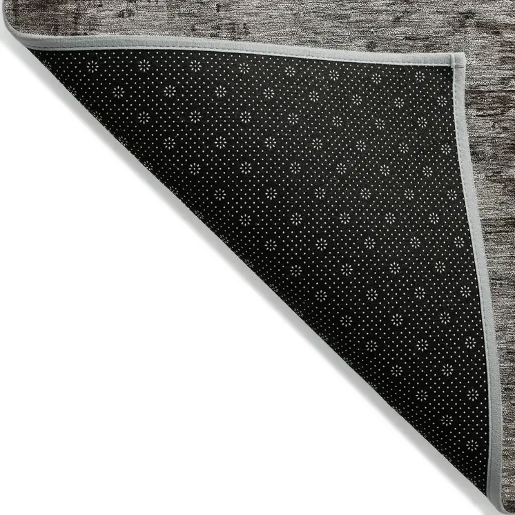 9' X 12' Chocolate Gray And Blue Abstract Washable Indoor Outdoor Area Rug