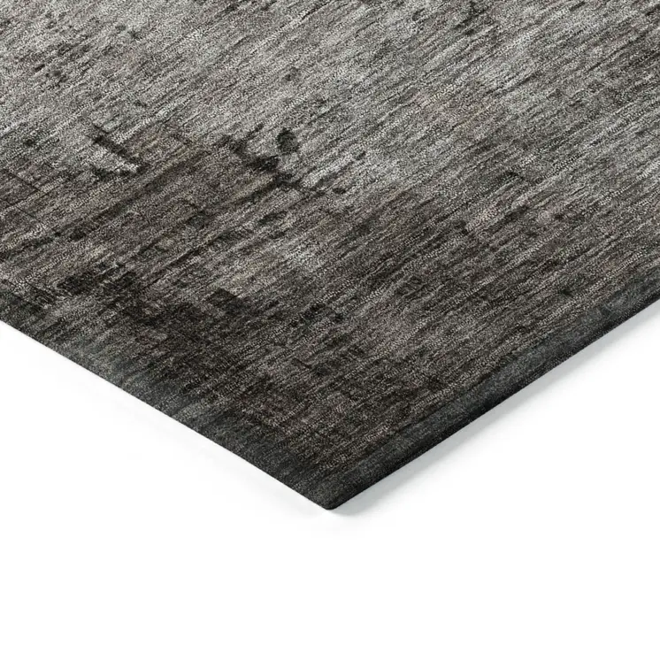 9' X 12' Chocolate Gray And Blue Abstract Washable Indoor Outdoor Area Rug