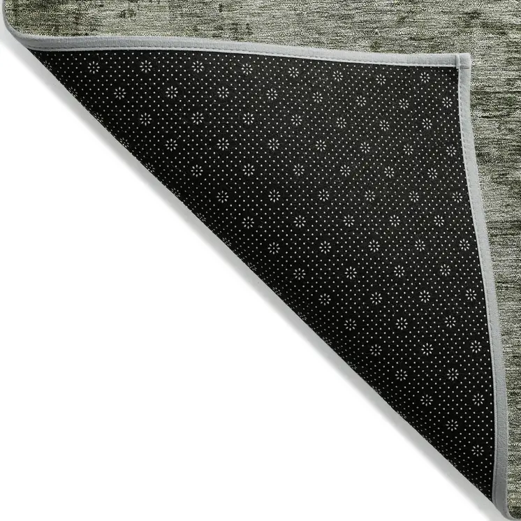 9' X 12' Fern Green Gold And Gray Abstract Washable Indoor Outdoor Area Rug