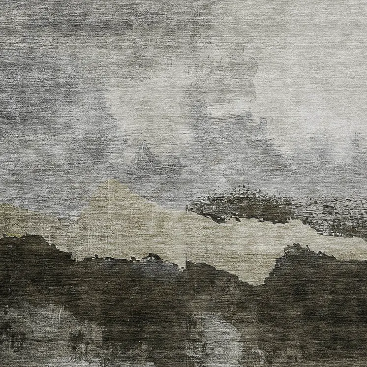 5' X 8' Taupe Gray And Black Abstract Washable Indoor Outdoor Area Rug