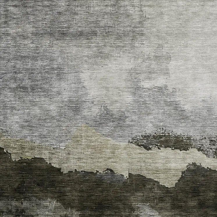 9' X 12' Taupe Gray And Black Abstract Washable Indoor Outdoor Area Rug
