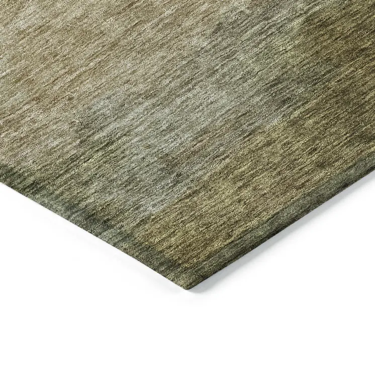 9' X 12' Fern Green And Beige Abstract Washable Indoor Outdoor Area Rug