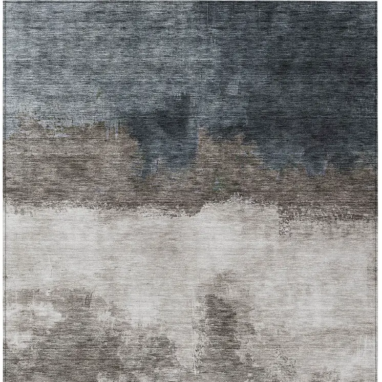 3' X 5' Gray Black And Brown Abstract Washable Indoor Outdoor Area Rug