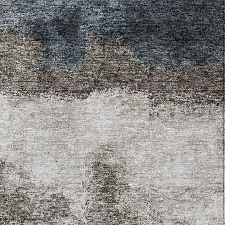 8' X 10' Gray Black And Brown Abstract Washable Indoor Outdoor Area Rug