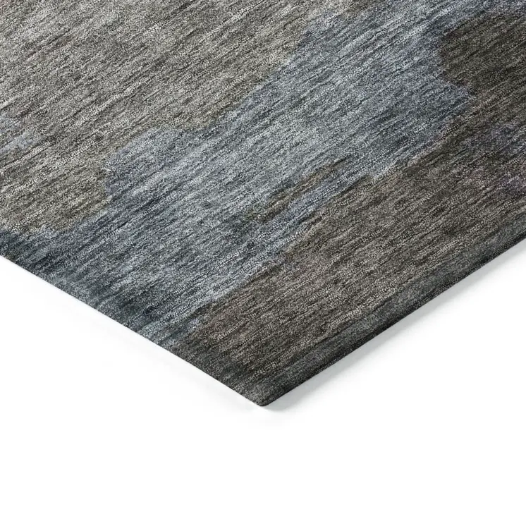 10' X 14' Gray Black And Brown Abstract Washable Indoor Outdoor Area Rug