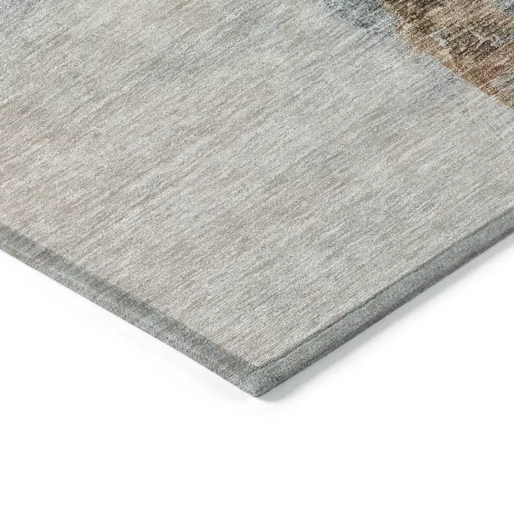 10' X 14' Taupe Black And Blue Abstract Washable Indoor Outdoor Area Rug