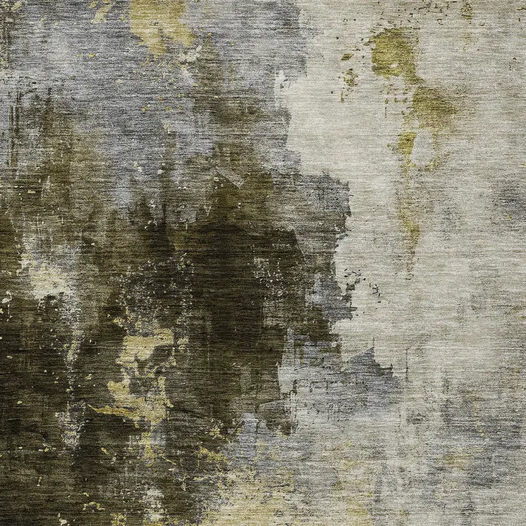 5' X 8' Brown Light Gray And Black Abstract Washable Indoor Outdoor Area Rug