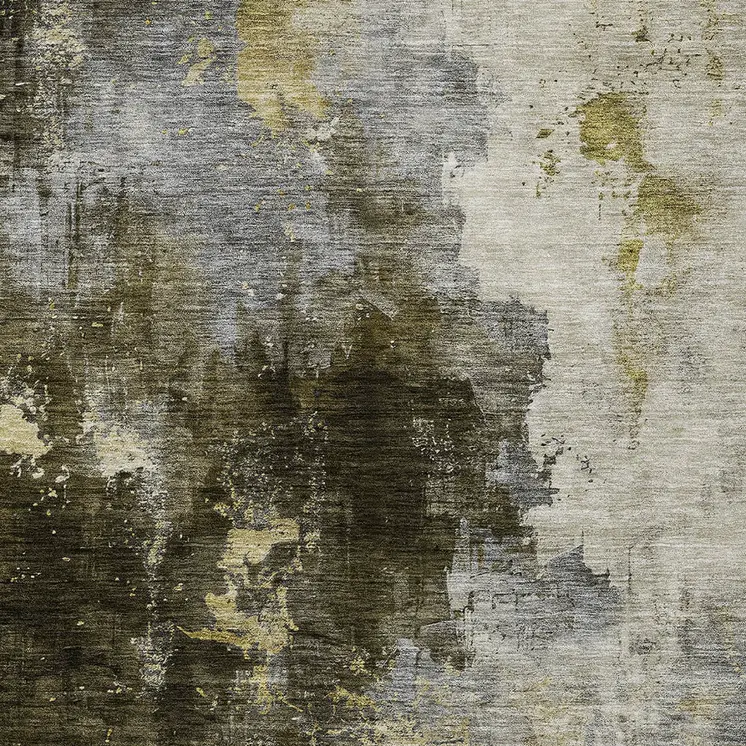 8' X 10' Brown Light Gray And Black Abstract Washable Indoor Outdoor Area Rug