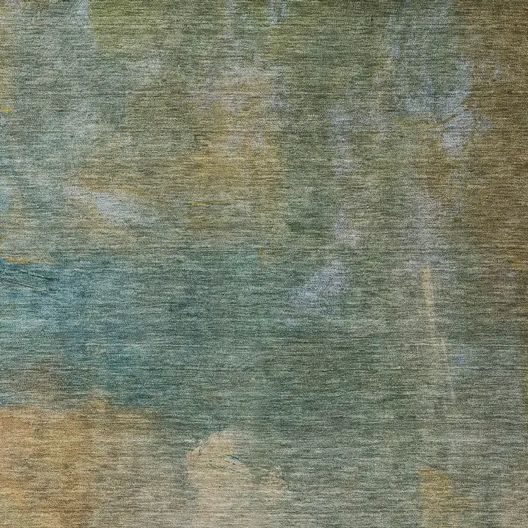 3' X 5' Artichoke Green Gray And Gold Abstract Washable Indoor Outdoor Area Rug