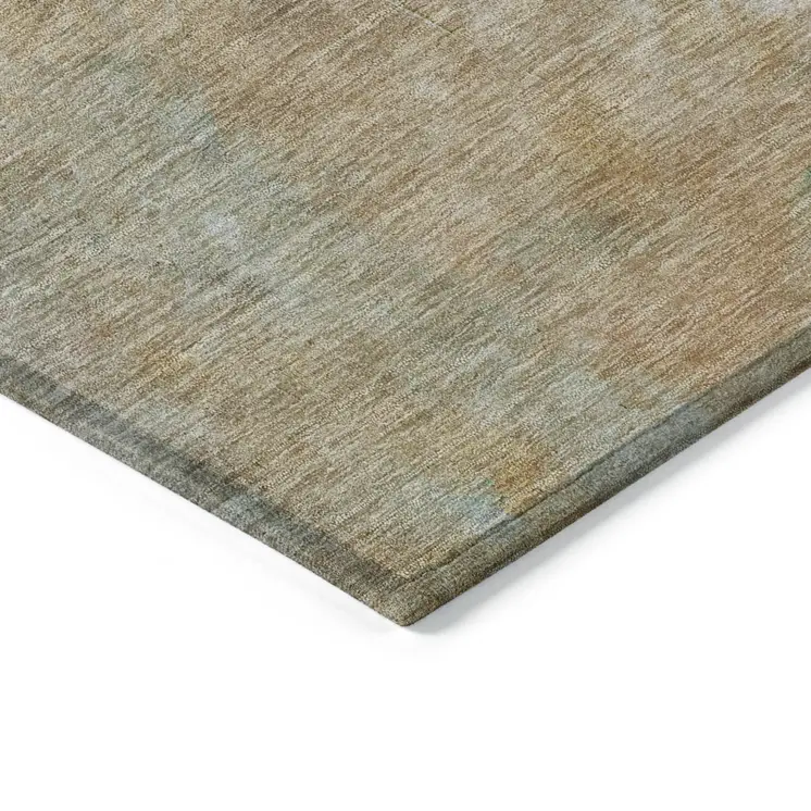 8' X 10' Artichoke Green Gray And Gold Abstract Washable Indoor Outdoor Area Rug