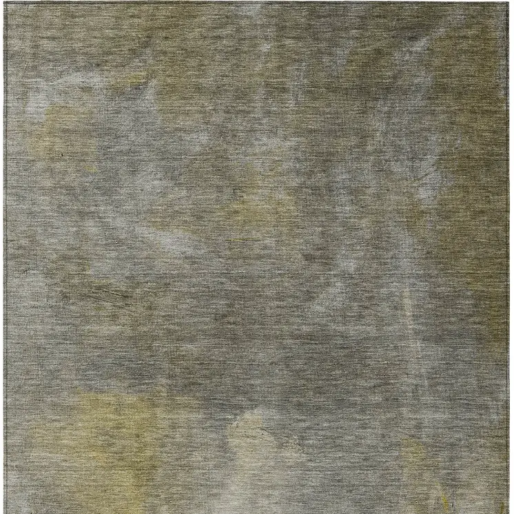 8' X 10' Pewter And Light Yellow Abstract Washable Indoor Outdoor Area Rug