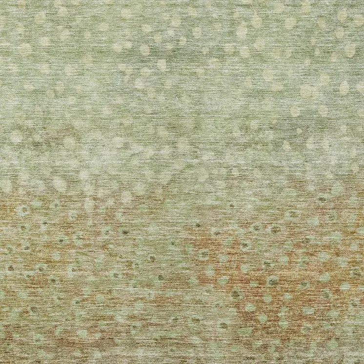3' X 5' Artichoke Green Ivory And Brown Abstract Washable Indoor Outdoor Area Rug