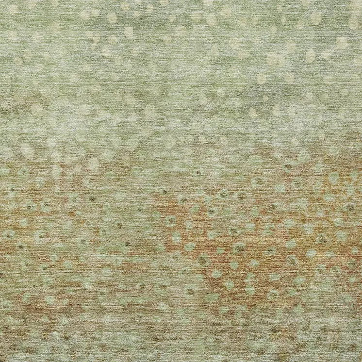 5' X 8' Artichoke Green Ivory And Brown Abstract Washable Indoor Outdoor Area Rug